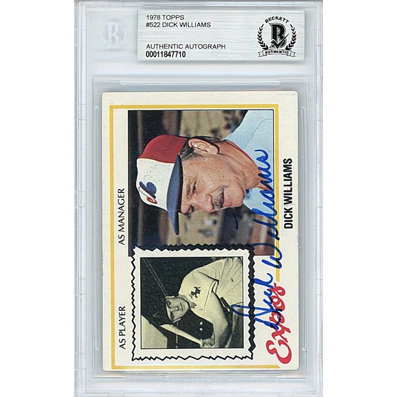 Dick Williams Signed Montreal Expos 1978 Topps Baseball Card Beckett Slab COA - Picture 2 of 6